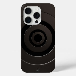 Geometric Circles Modern Black with any Initials iPhone 15 Pro Case