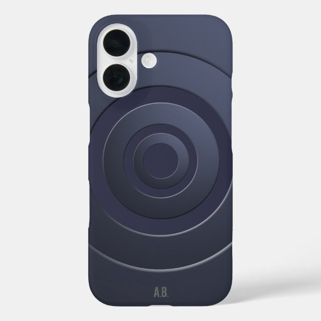 Geometric Circles Modern Blue with any Initials Case-Mate iPhone Case (Back)
