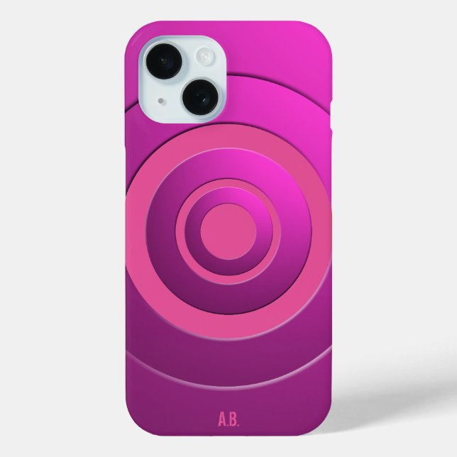 Geometric Circles Modern Pink with any Initials Case-Mate iPhone Case (Back)