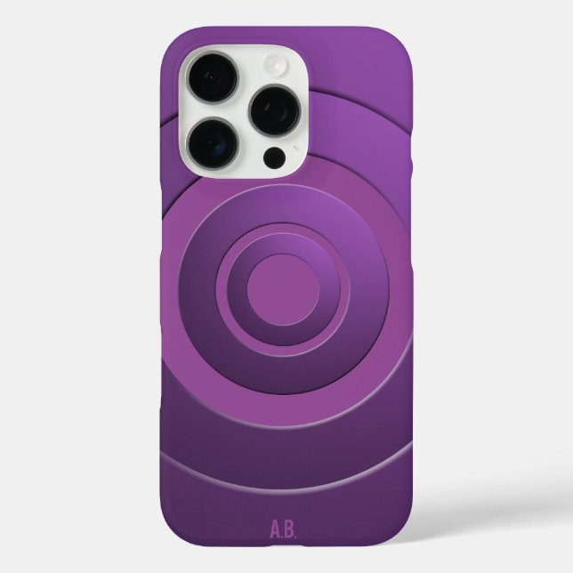 Geometric Circles Modern Purple with any Initials Case-Mate iPhone Case (Back)