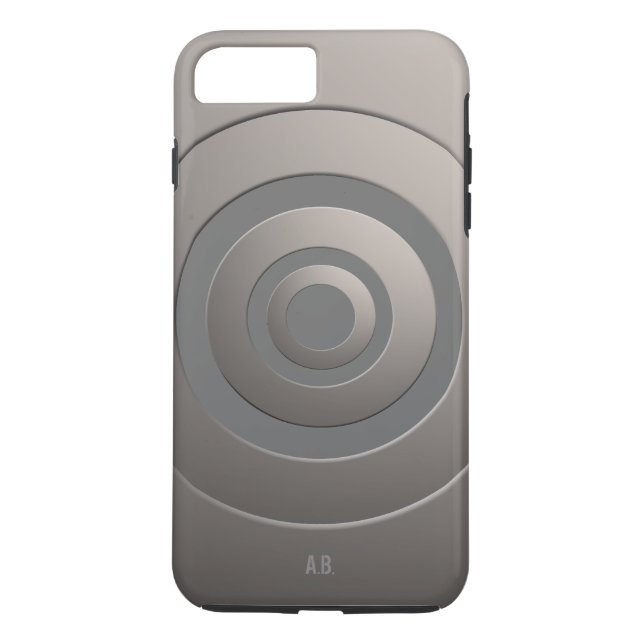 Geometric Circles Modern Silver with any Initials Case-Mate iPhone Case (Back)