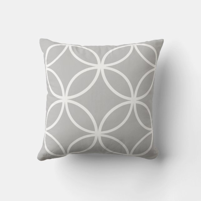 Geometric circles petals diamonds grey cushion (Back)