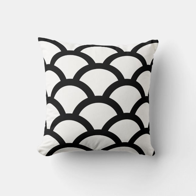 Geometric Circles Pillow in Black and White (Front)