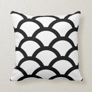 Geometric Circles Pillow in Black and White