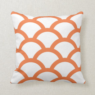 Geometric Circles Pillow in Celosia Orange