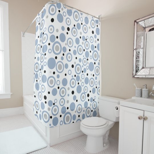 Geometric Circles Slate Blue Shower Curtain Zazzle.co.uk
