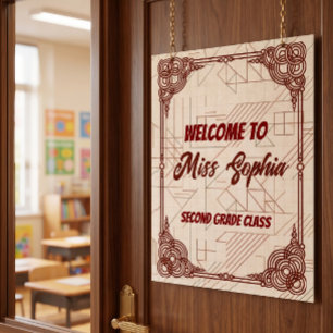 Geometric Circles Teacher Classroom Welcome Sign