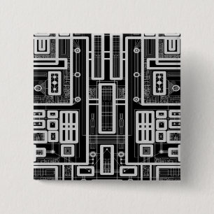 Geometric Circuit Board 15 Cm Square Badge