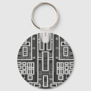 Geometric Circuit Board Key Ring