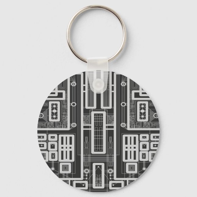 Geometric Circuit Board Key Ring (Front)