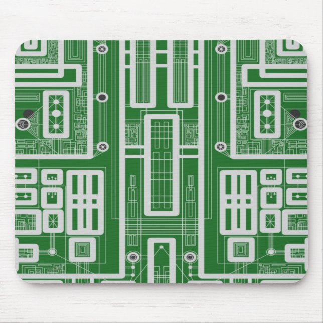 Geometric Circuit Board Mouse Mat (Front)