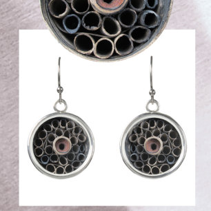 Geometric Circular Pattern Pyrotechnics Drop Earrings