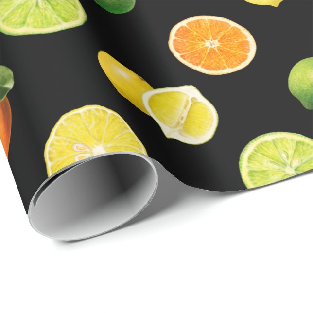 Geometric Citrus Fruit Refreshing Pattern Wrapping Paper (Roll Corner)