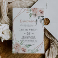 Geometric Classic Dusty Pink Rose Quinceañera 