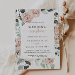 Geometric Classic Pink Rose Wedding Reception  Invitation<br><div class="desc">This geometric classic pink rose wedding reception invitation is perfect for a rustic post elopement party. The design features elegant watercolor dusty roses and green foliage, neatly assembled into beautiful bouquets, adorning a charming geometric frame. RSVP cards are sold separately, or you can the RSVP details to the back or...</div>