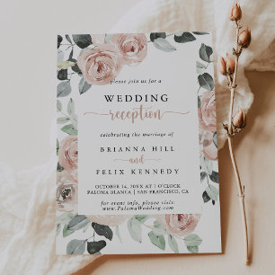 Geometric Classic Pink Rose Wedding Reception Invitation