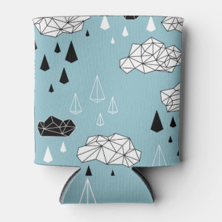 Geometric clouds and rain, seamless pattern. can cooler