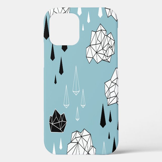Geometric clouds and rain, seamless pattern. Case-Mate iPhone case (Back)