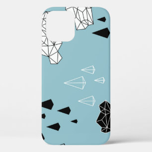 Geometric clouds and rain, seamless pattern. iPhone 12 case