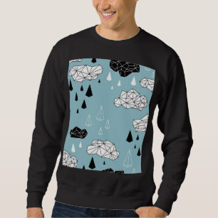 Geometric clouds and rain, seamless pattern. sweatshirt