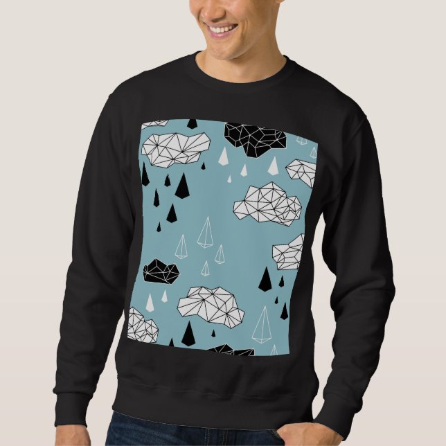 Geometric clouds and rain, seamless pattern. sweatshirt (Front)