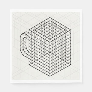 Geometric Coffee Mug Isometric Grid Art  Napkin