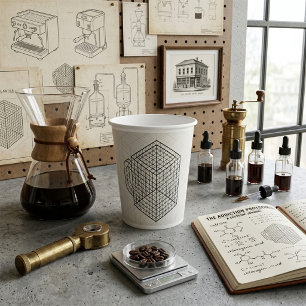 Geometric Coffee Mug Isometric Grid Art Paper Cups