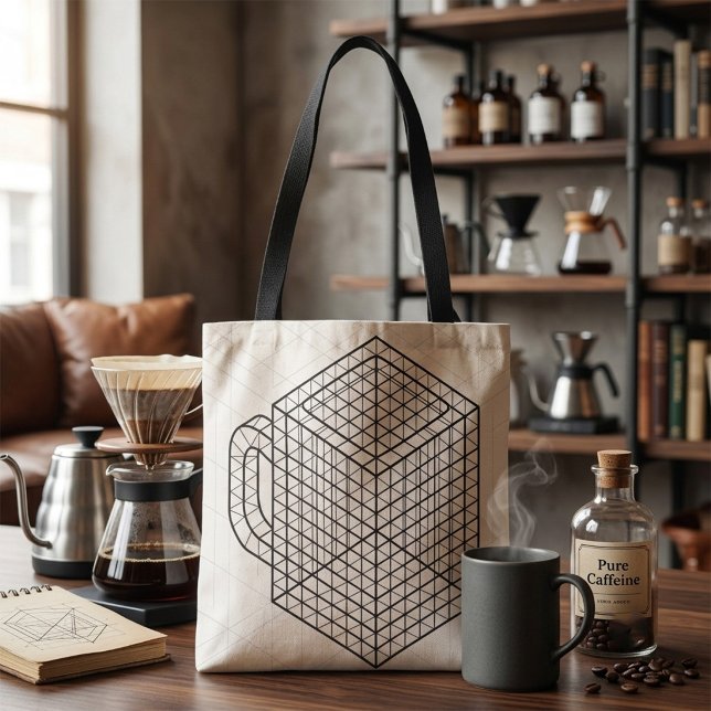 Geometric Coffee Mug Isometric Grid Art  Tote Bag (Creator Uploaded)