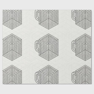 Geometric Coffee Mug Isometric Grid Art Wrapping Paper