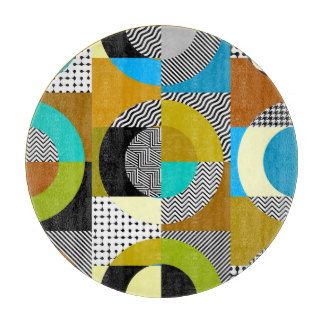 Geometric collage: circles, vintage pattern. cutting board