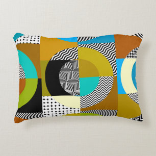 Geometric collage: circles, vintage pattern. decorative cushion
