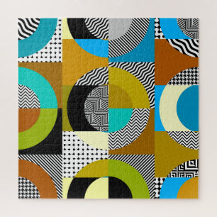 Geometric collage: circles, vintage pattern. jigsaw puzzle