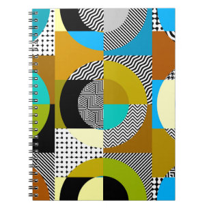 Geometric collage: circles, vintage pattern. notebook