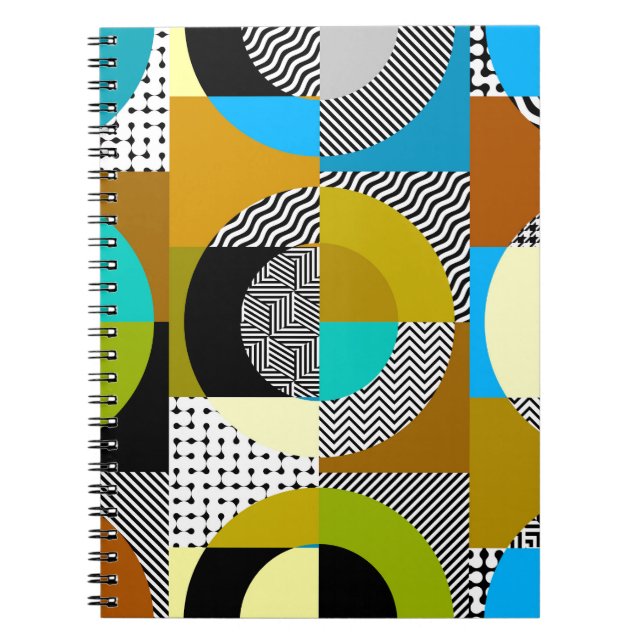 Geometric collage: circles, vintage pattern. notebook (Front)
