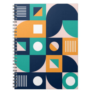 Geometric color composition template with abstract notebook