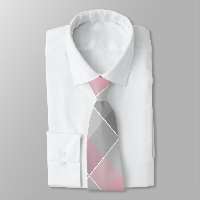 geometric colorblocks pink grey tie (Tied)