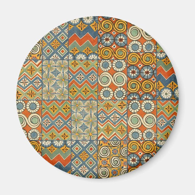 Geometric Colorful Antique Egyptian Graphic Art Magnet (Front)