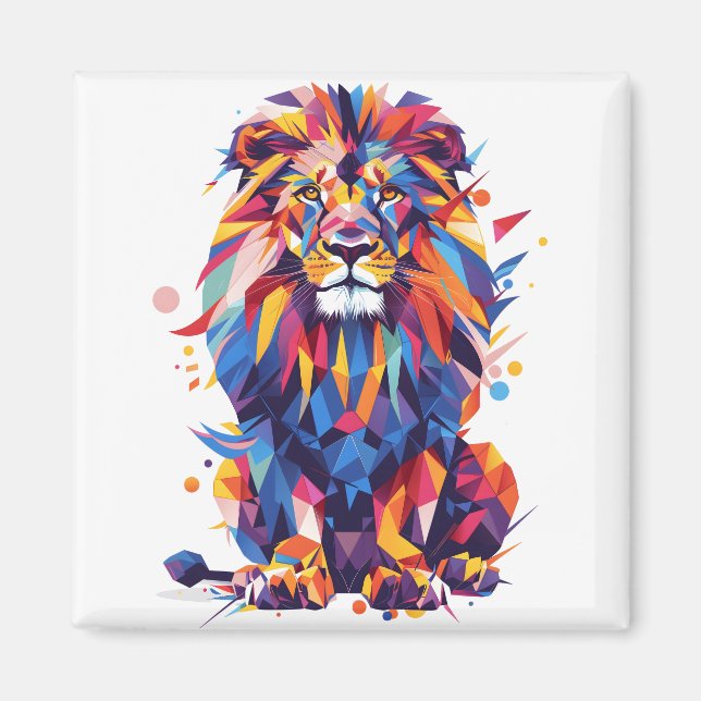 Geometric colorful lion design magnet (Front)