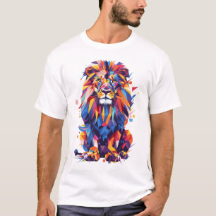 Geometric colorful lion design T-Shirt
