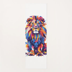 Geometric colorful lion design yoga mat