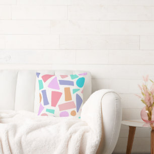 Geometric Colorful Pastel Shapes Pattern Cushion