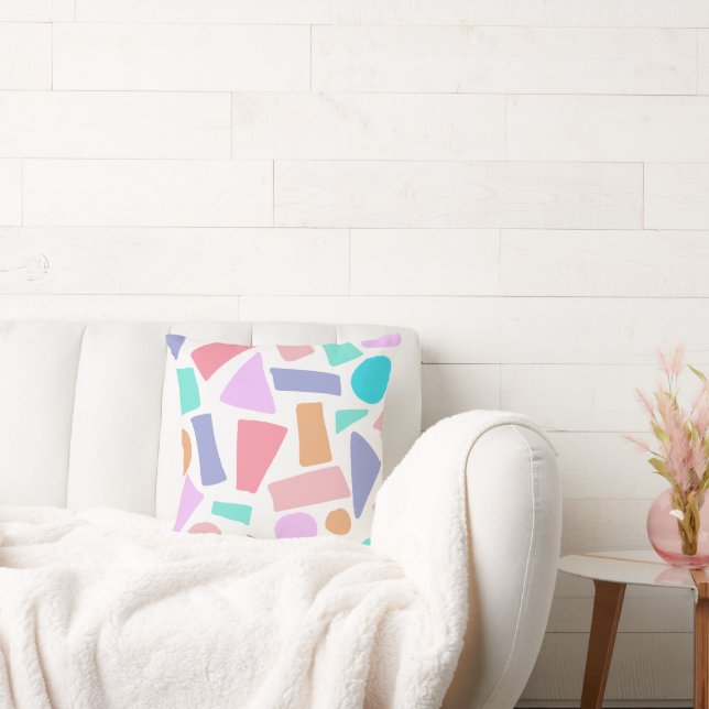Geometric Colorful Pastel Shapes Pattern Cushion (Couch)