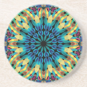 Geometric Colorful Shapes Mandala Coaster