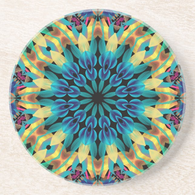  Geometric Colorful Shapes Mandala Coaster (Front)