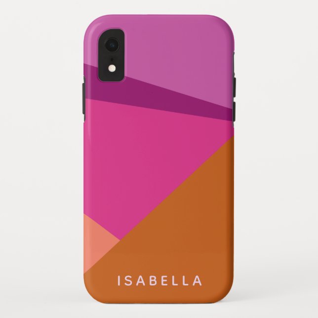 Geometric Colour Block in Purple Personalised Name Case-Mate iPhone Case (Back)