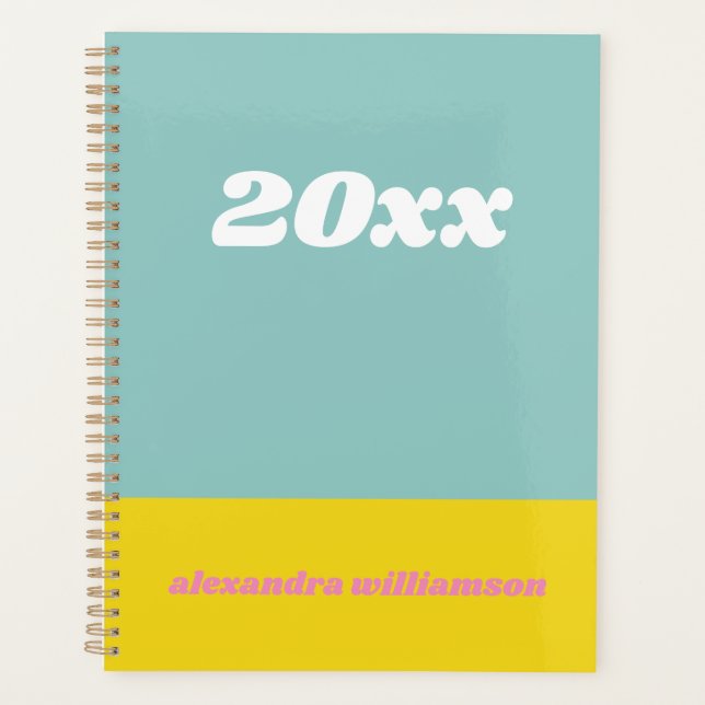 Geometric Colour Block in Teal 2025 Personalised  Planner (Front)