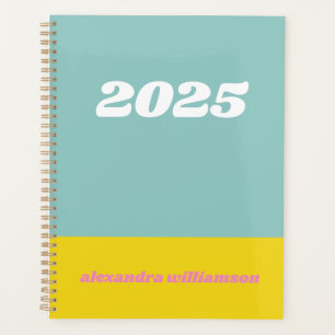 Geometric Colour Block in Teal 2025 Personalised  Planner