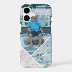 Geometric Colour Block Marble Monogram Custom Phot