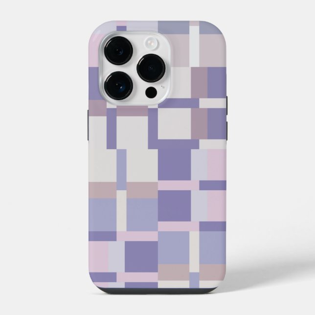 Geometric Colour Block Pattern - Purple and Latte iPhone Case (Back)