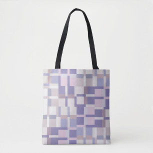 Geometric Colour Block Pattern - Purple and Latte Tote Bag